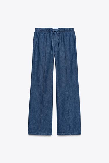 TRF DENIM PYJAMA TROUSERS - Dark indigo by Zara