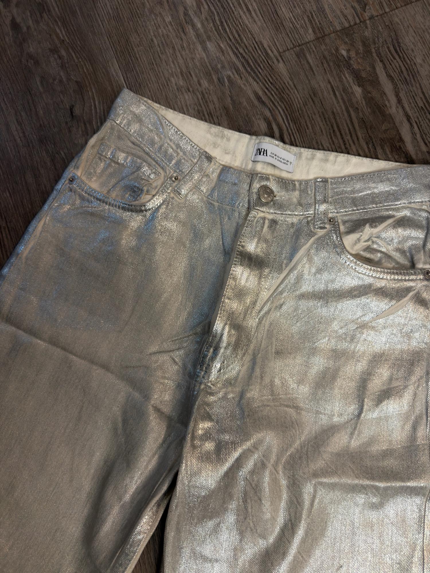 TRF METALLIC HIGH RISE JEANS | SECOND HAND | Zara Preowned