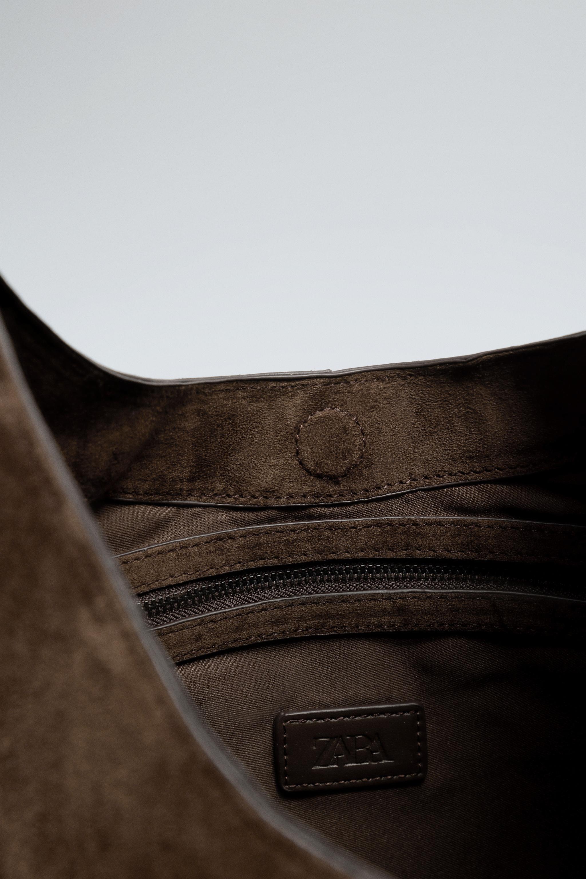 SPLIT LEATHER EFFECT SHOPPER BAG