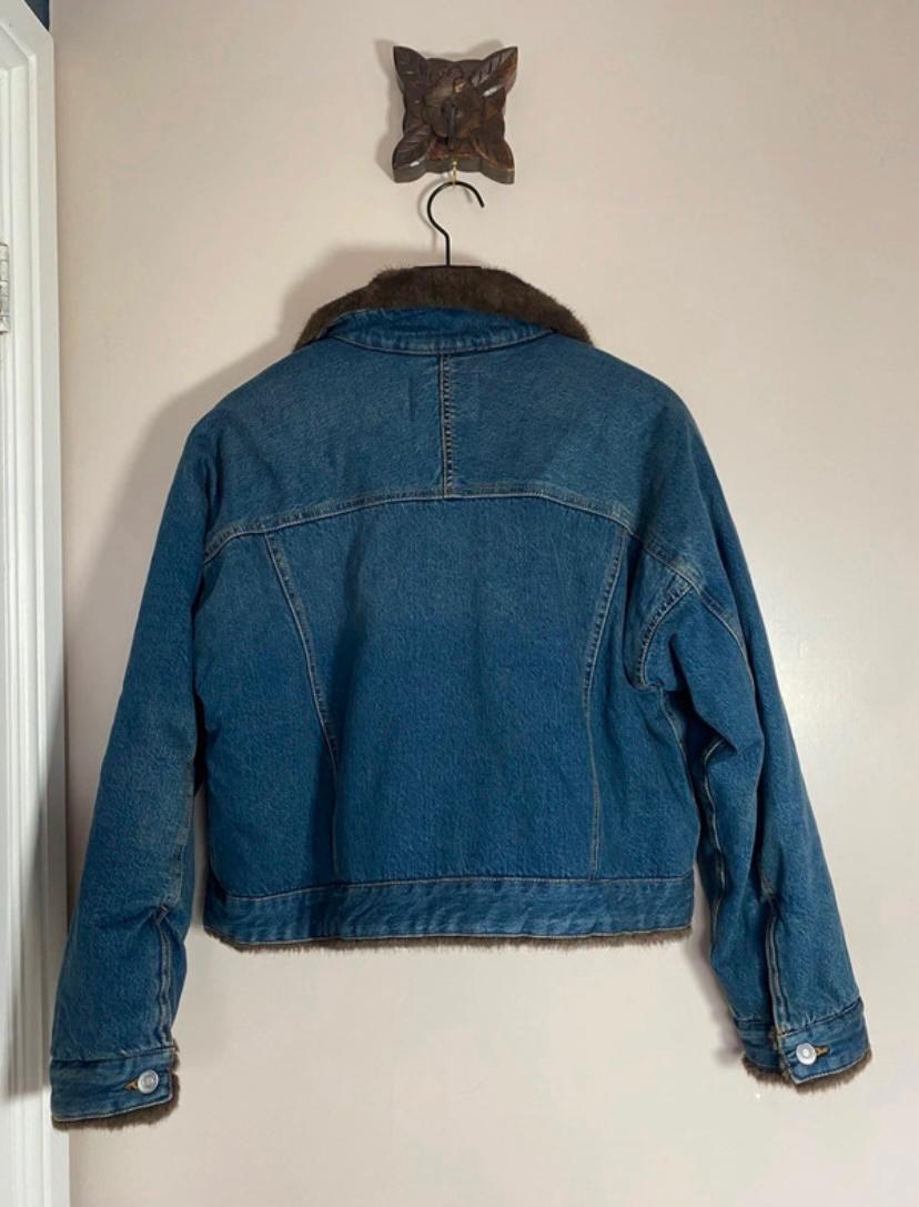 DENIM JACKET WITH FAUX FUR ZW COLLECTION - Image 2