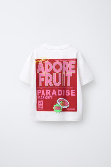 APPLE AND LABEL T-SHIRT - White by Zara - Image 1