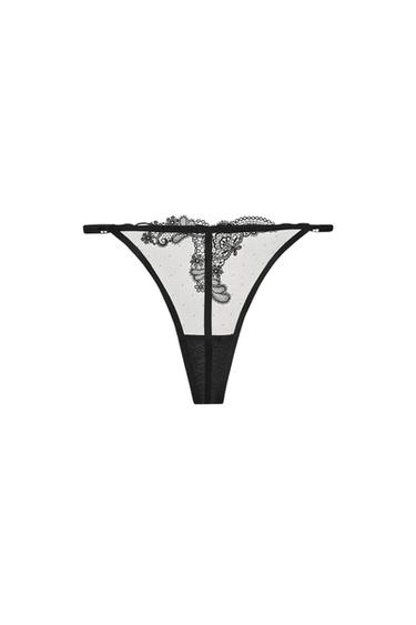 Zara LACE THONG - Black - Image 0