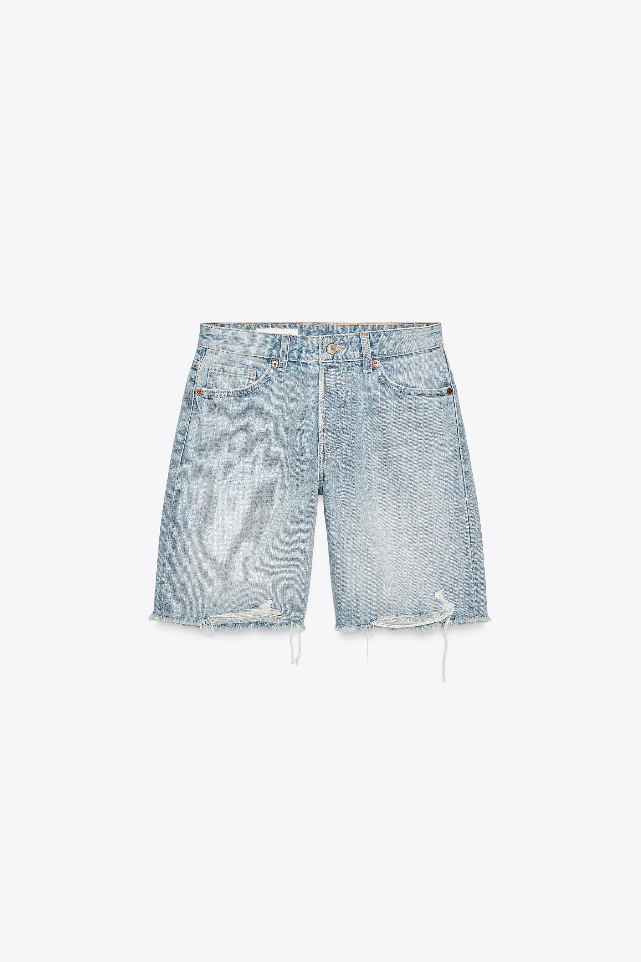 BERMUDA EN JEAN TRF TAILLE MI-HAUTE DÉCHIRÉ