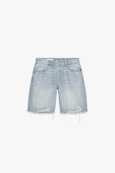 BERMUDA EN JEAN TRF TAILLE MI-HAUTE DÉCHIRÉ - Bleu clair de Zara - Image 2