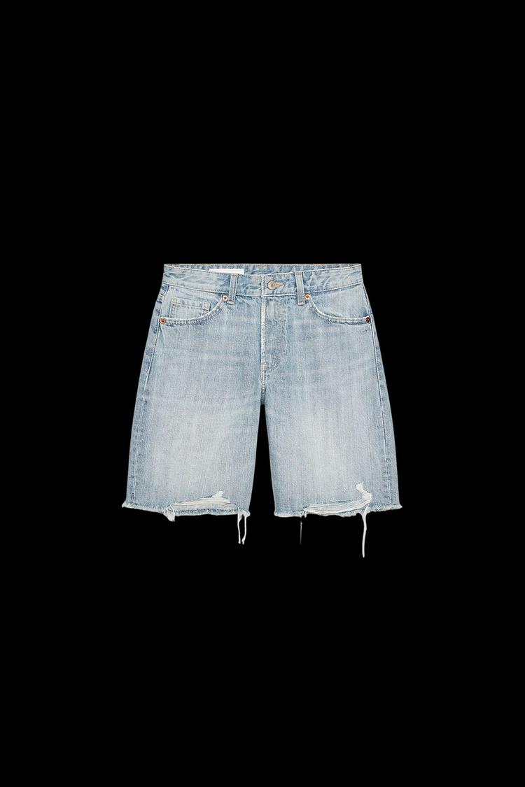MID-RISE RIPPED TRF DENIM SHORTS