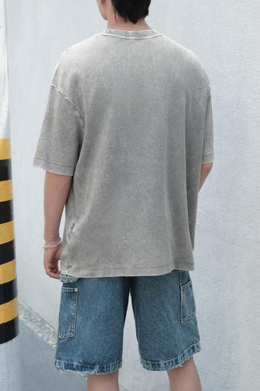 WASHED RELAXED FIT T-SHIRT - Greyish by Zara
