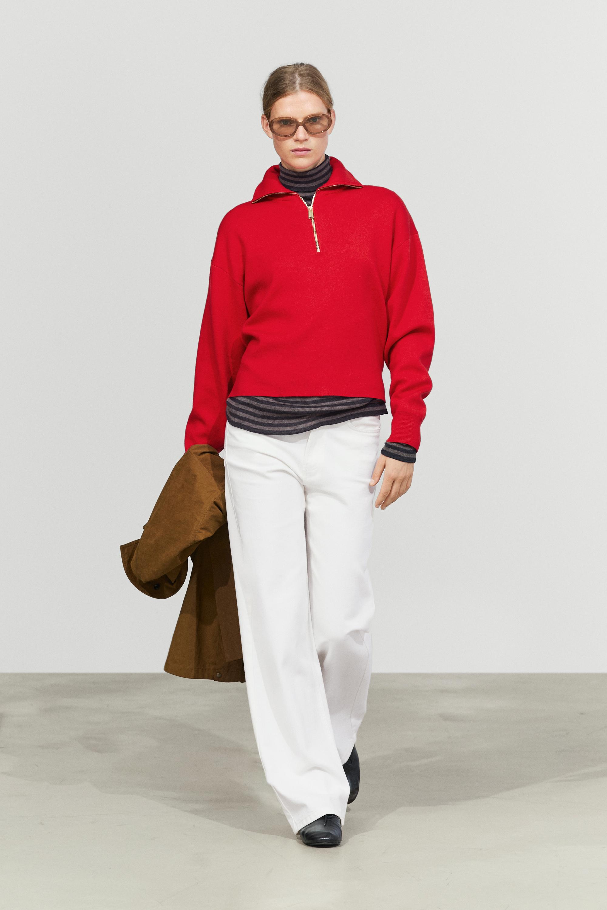 Cotton blend quarter-zip knit polo sweater — 599
