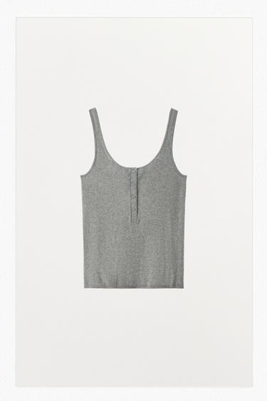 KNIT TOP WITH BUTTONS - Grey by Zara