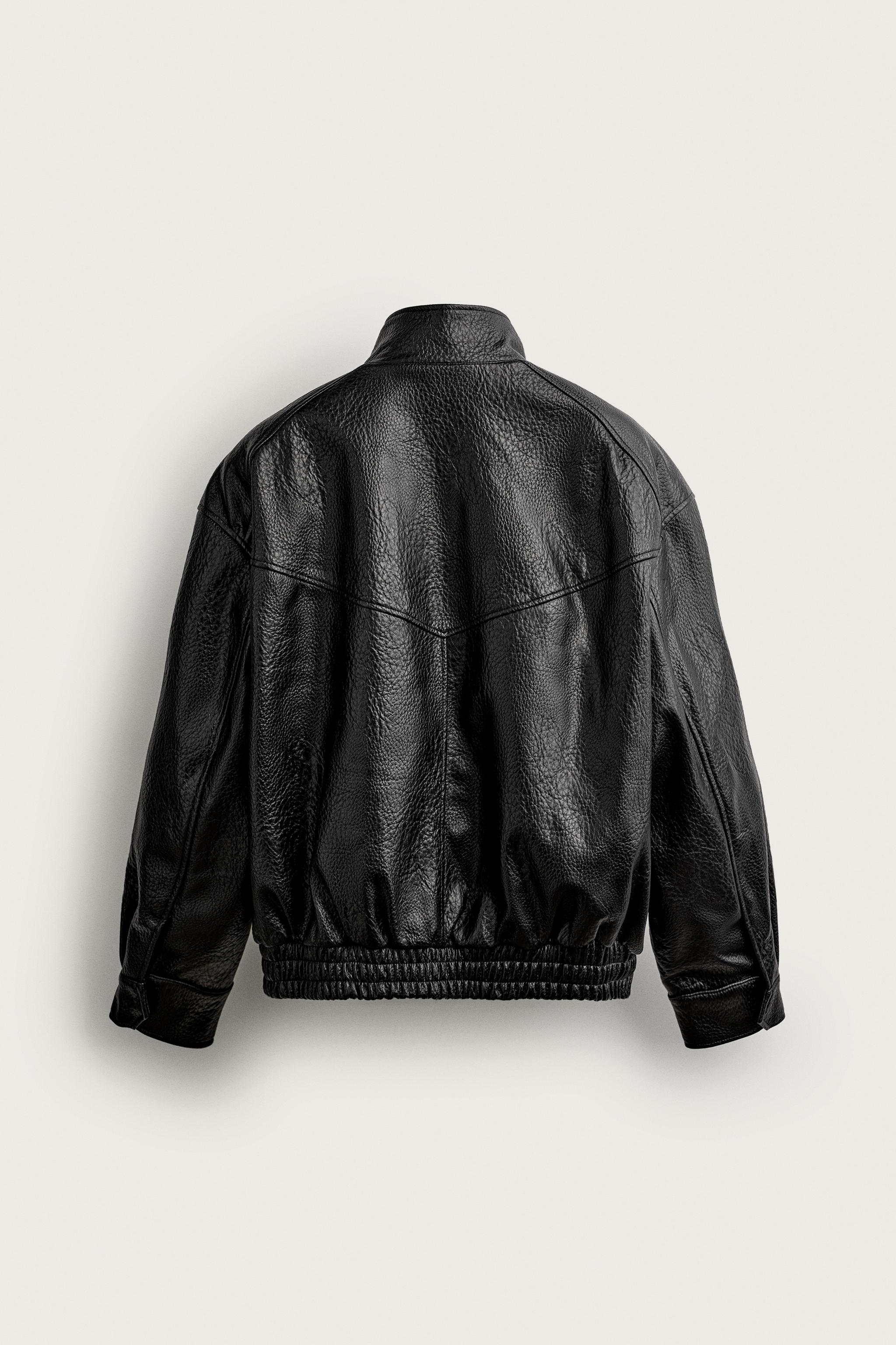 LEATHER EFFECT JACKET WITH POCKETS - Black | ZARA South Africa