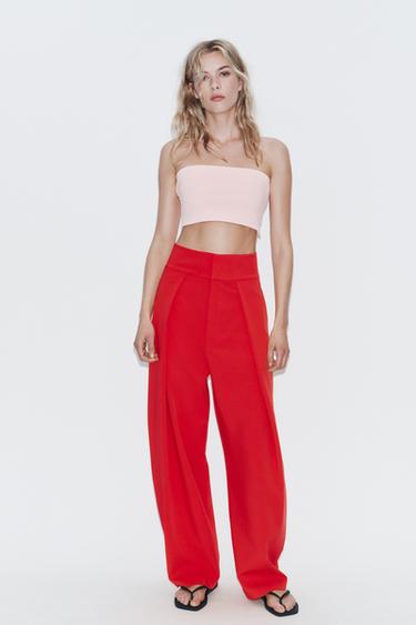 BALLOON PLEAT TROUSERS - Red by Zara