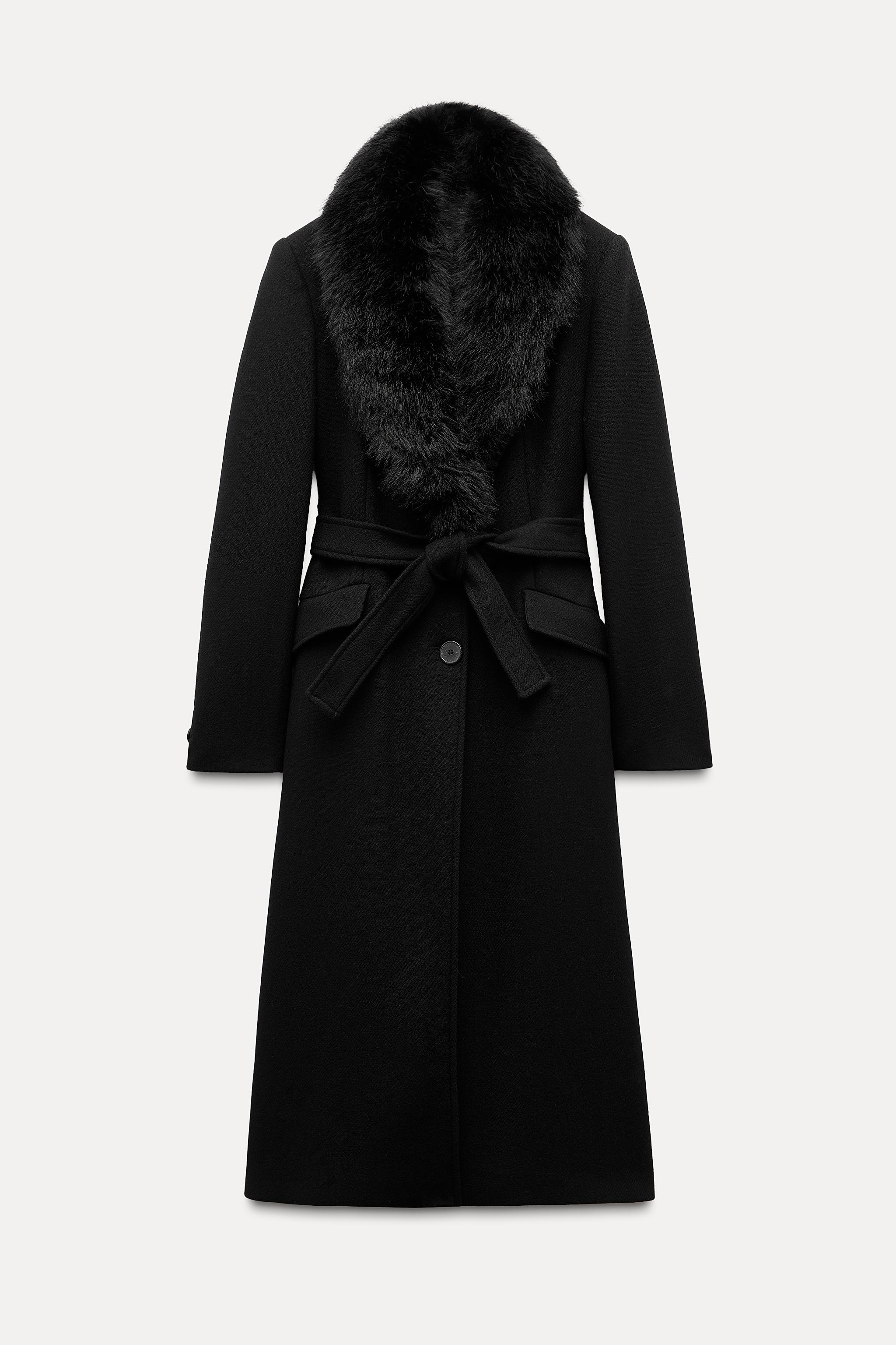 Zara Woman Black Wool Wrap Collar Jacket Size on sale X-Small