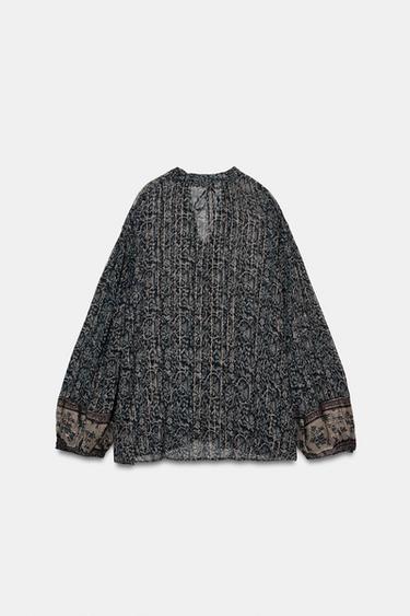 BLOUSE IMPRIMÉE À FIL MÉTALLISÉ - Multicolore de Zara - Image 7