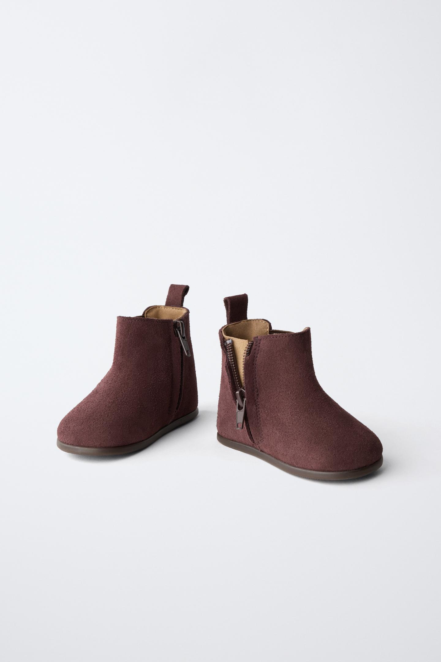 Детские ботинки Zara Leather Chelsea, цвет: Баклажановый — фото 4