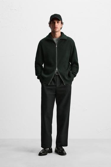 CÁRDIGAN CREMALLERA - Khaki de Zara - Imagen 0