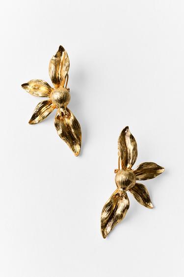 Zara FAN FLOWER EARRINGS - Golden