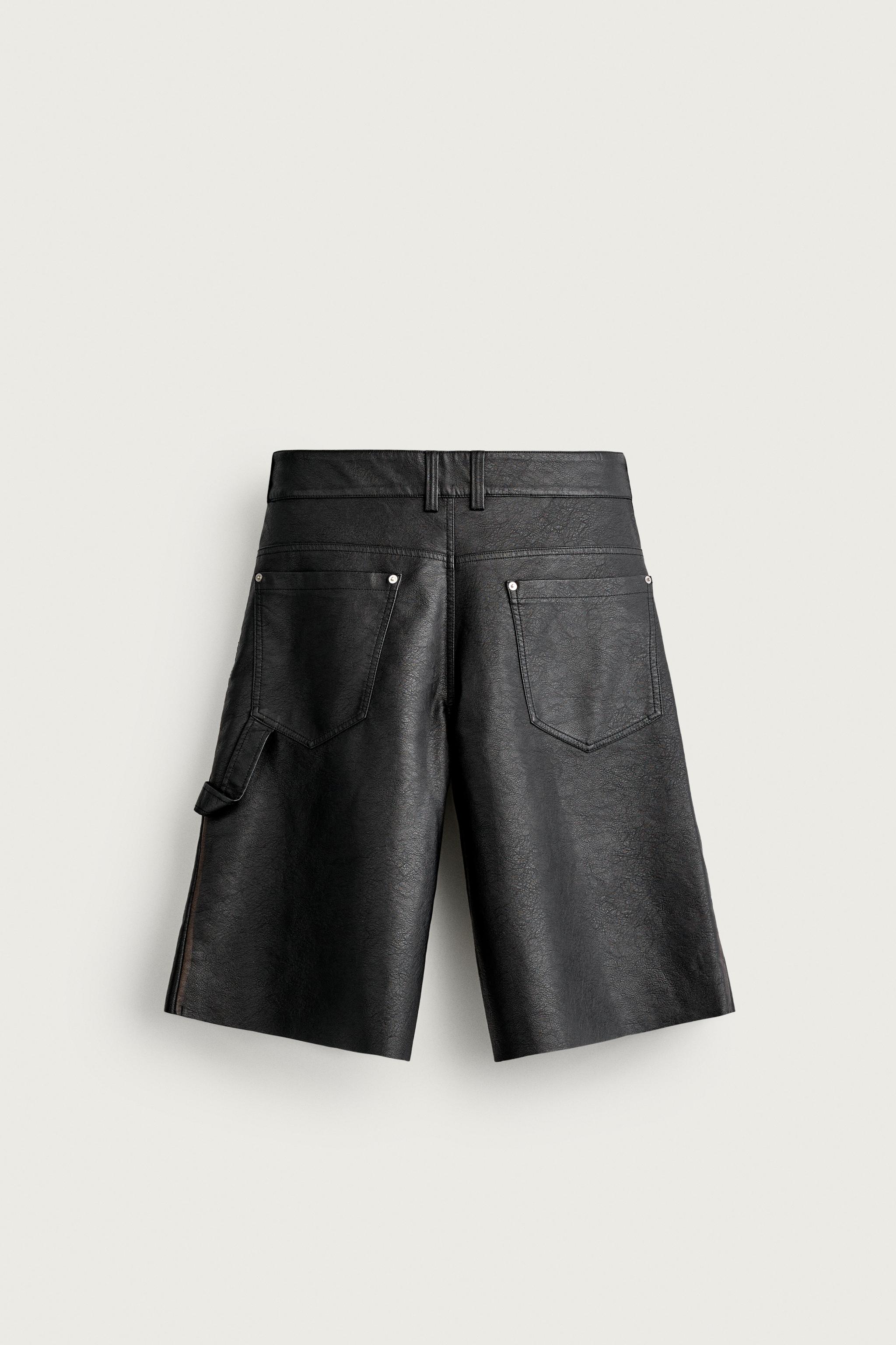 Мужские шорты Zara FAUX LEATHER RELAXED FIT SHORTS — фото 8