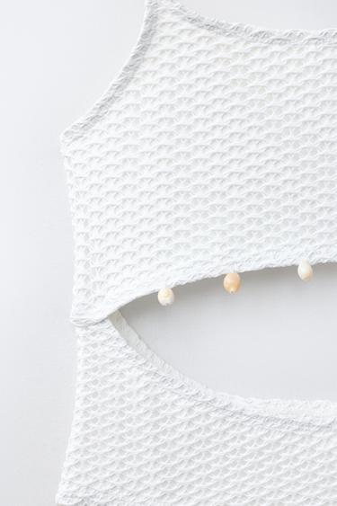 6-14 YEARS/ SHELL CUT-OUT CROCHET SWIMSUIT - White by Zara - Image 4