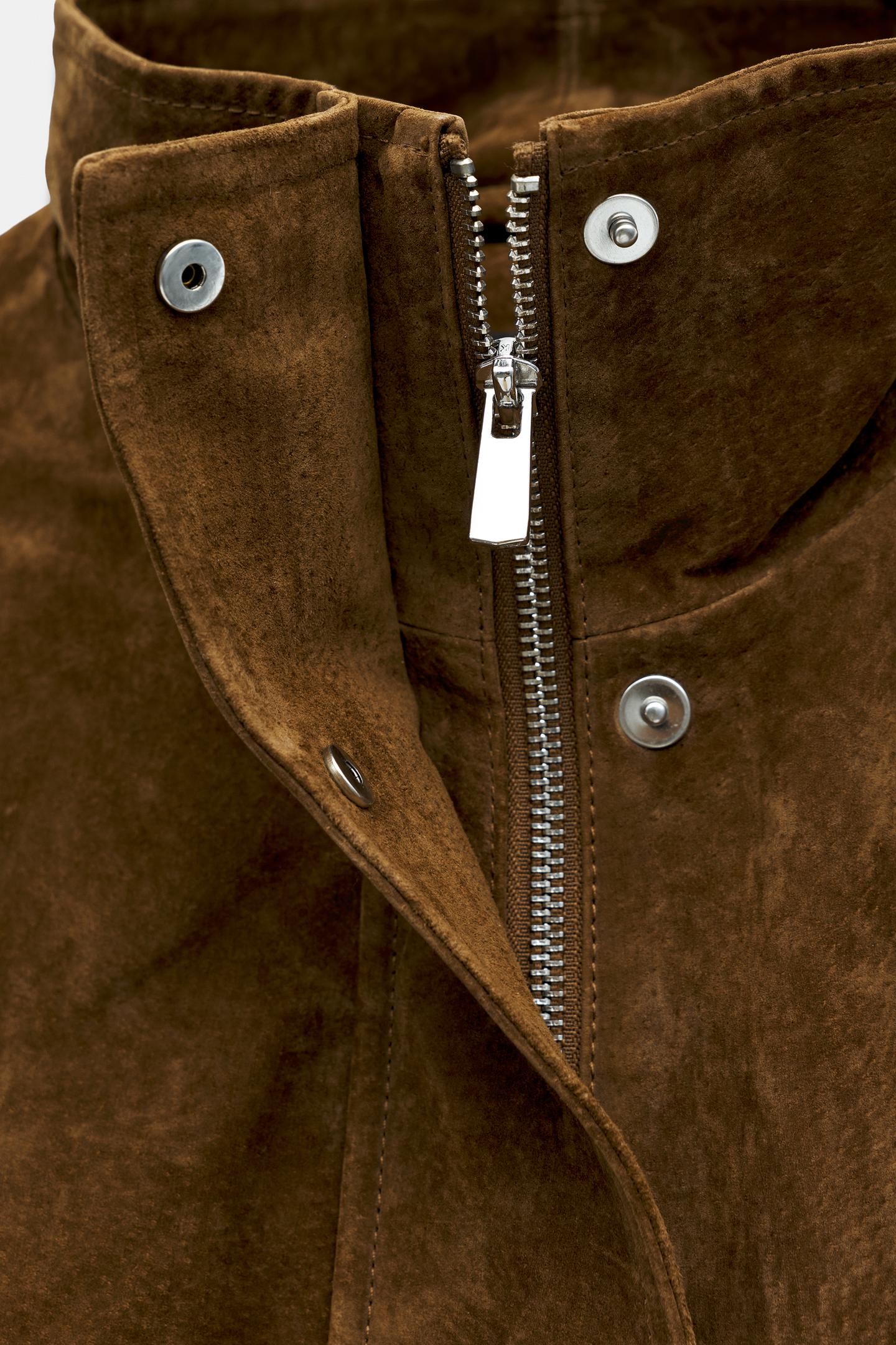 Женская куртка Zara 100% Leather Belted, цвет: Коричневый — фото 9