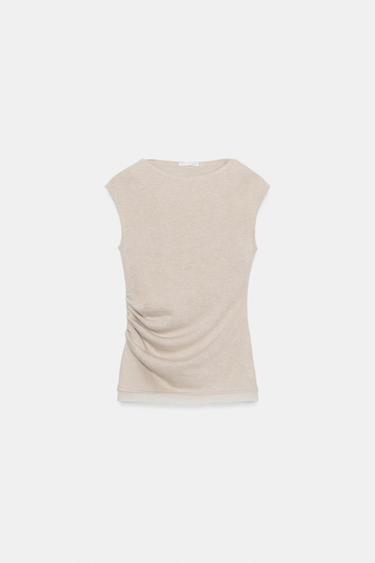 Zara DRAPED SOFT TOP - Ecru