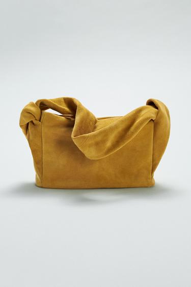 SUEDE LEATHER CROSSBODY BAG - Mustard Yellow by Zara