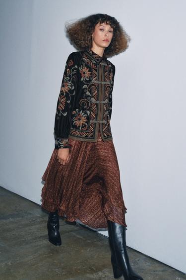 VESTE EN VELOURS BRODERIES ZW COLLECTION - Noir de Zara - Image 1