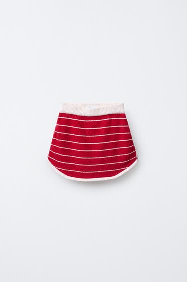 Zara STRIPED TOWEL EFFECT SKIRT - Red Stripe - Image 0