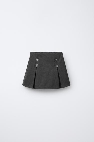 FALDA BERMUDA LAZOS BRILLOS - Gris vigoré de Zara