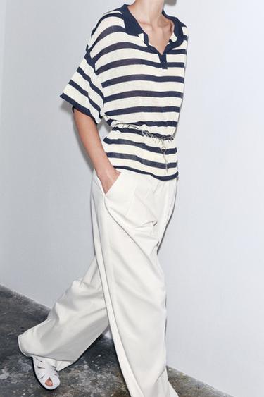STRIPED KNIT POLO SHIRT - striped by Zara - Image 1