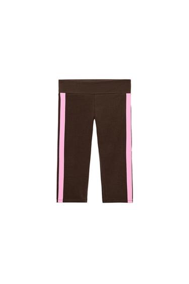 LEGGINGS CAPRI BANDAS LATERALES - Marrón oscuro de Zara
