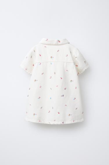FLORAL TWILL DRESS - Ecru by Zara - Image 1