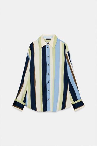 CHEMISE SATINÉE À RAYURES - Multicolore de Zara - Image 6