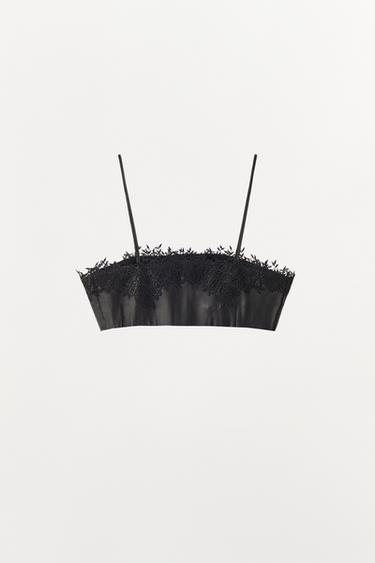 LEATHER AND LACE BRALETTE - Black by Zara - Image 5