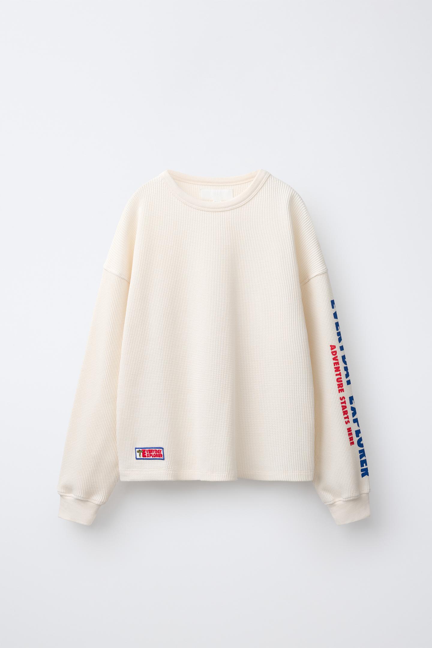 Детская футболка Zara Waffle Patch, цвет: Экрю