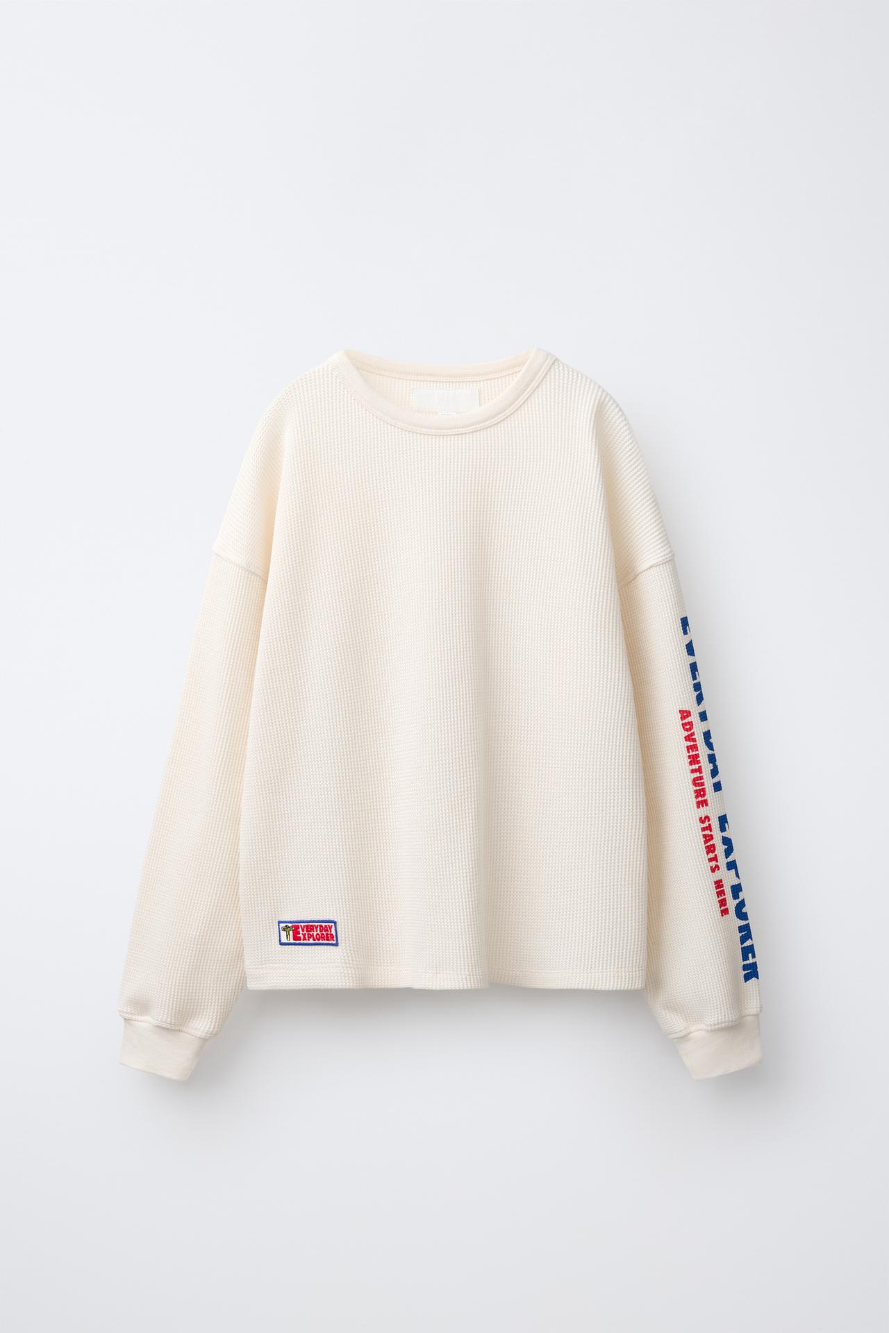 WAFFLE PATCH T-SHIRT — Ecru