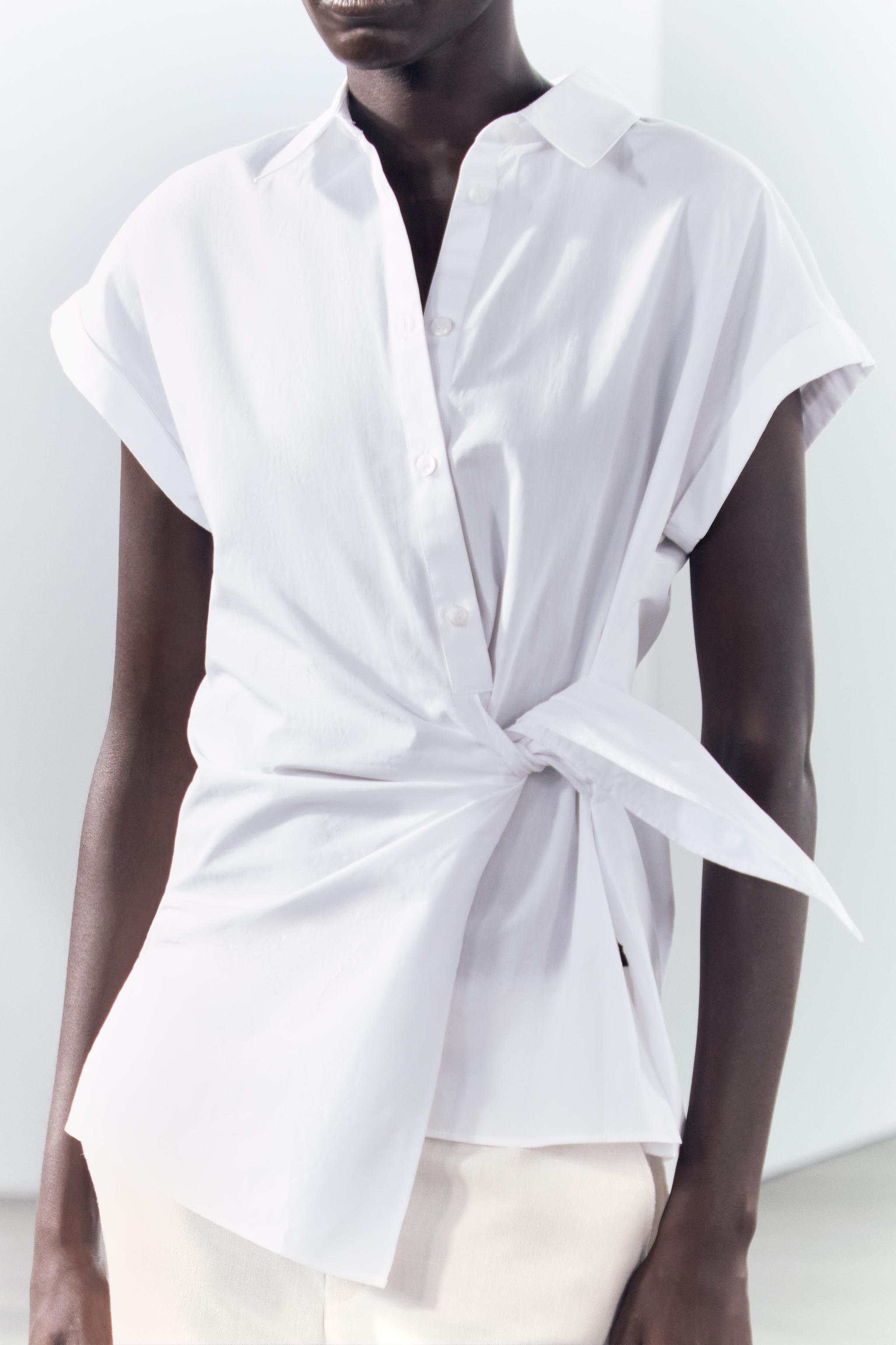 ZW COLLECTION KNOTTED POPLIN SHIRT