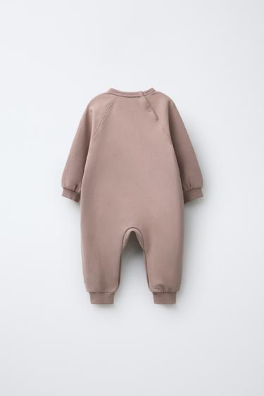 PRINTED PLUSH JUMPSUIT - Light brown by Zara - Image 1