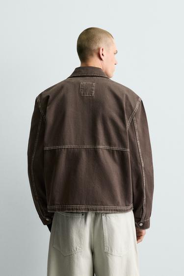 BLOUSON COUPE BOX COUPE CONTRASTE - Marron de Zara - Image 2