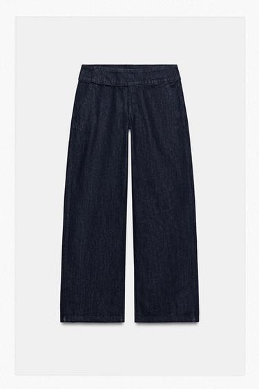 Zara Z1975 LOW RISE WIDE LEG JEANS - Blue