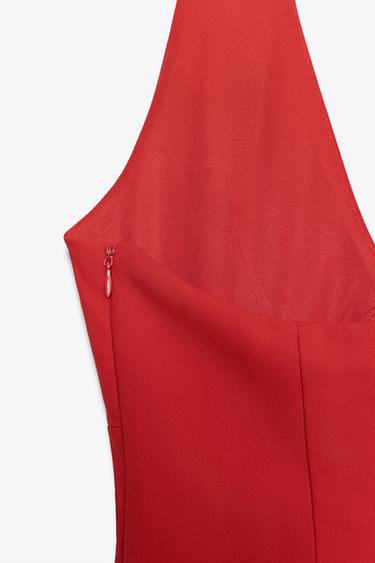 ROBE HALTER DEUX ÉPAISSEURS - Rouge de Zara - Image 7