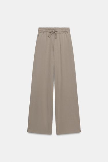 PANTALÓN JOGGER WIDE LEG - Visón de Zara