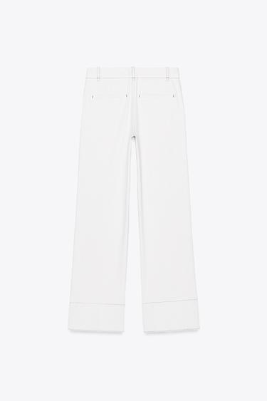 PANTALON BOOTCUT SURPIQÛRES - Blanc de Zara - Image 4