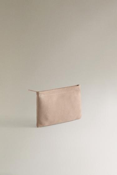 SMALL SPLIT LEATHER WASH BAG - Ecru White by Zara - Image 1