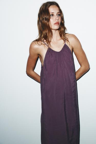 VESTIDO MIDI FLUIDO - Morado de Zara