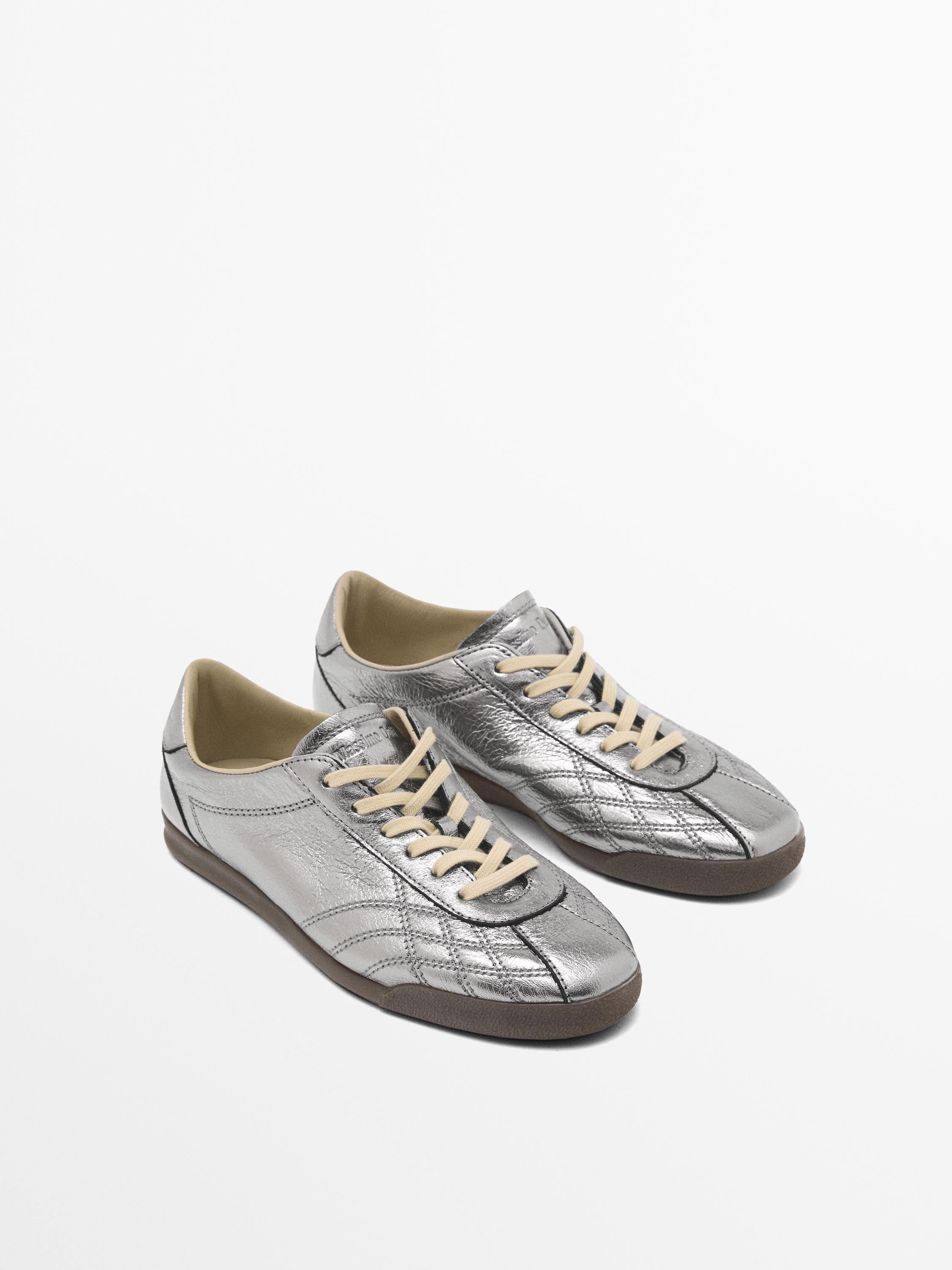 Metallic trainers zara store