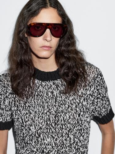 Zara Short sleeve knit sweater - Black