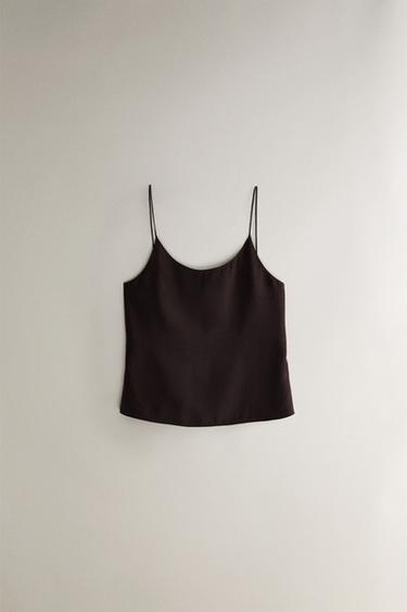 SEIDEN-TOP IN GRAU - Dunkelbraun von Zara - Bild 0