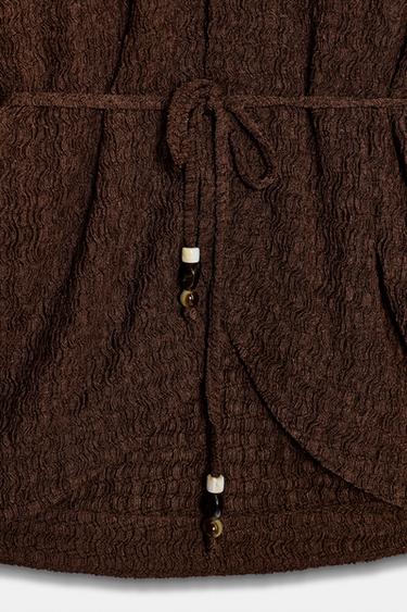 CRINKLE EFFECT BELTED JACKET - Brown by Zara - Image 6