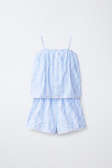 6-14 YEARS / STRIPE AND HEART PRINT PYJAMAS - Light blue by Zara