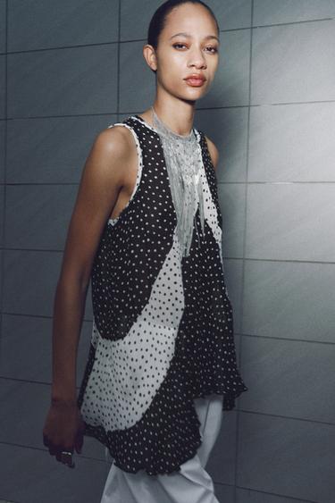 ZW COLLECTION POLKA DOT TOP - Black by Zara