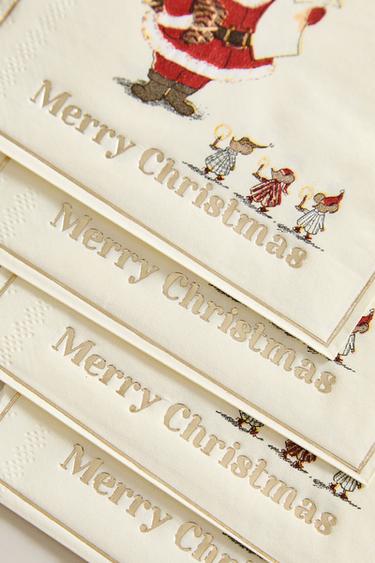 PACK OF CHILDREN'S FATHER CHRISTMAS PAPER NAPKINS (PACK OF 20) - Multicoloured by Zara - Image 2